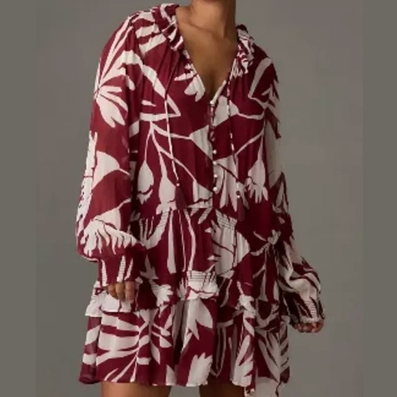 Anthropologie Marais Printed Chiffon Mini Dress Size 2X